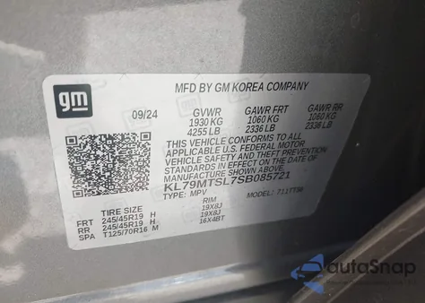 2025 Chevrolet Trailblazer Fwd Rs z USA, uszkodzony, nr VIN KL79MTSL7SB085721